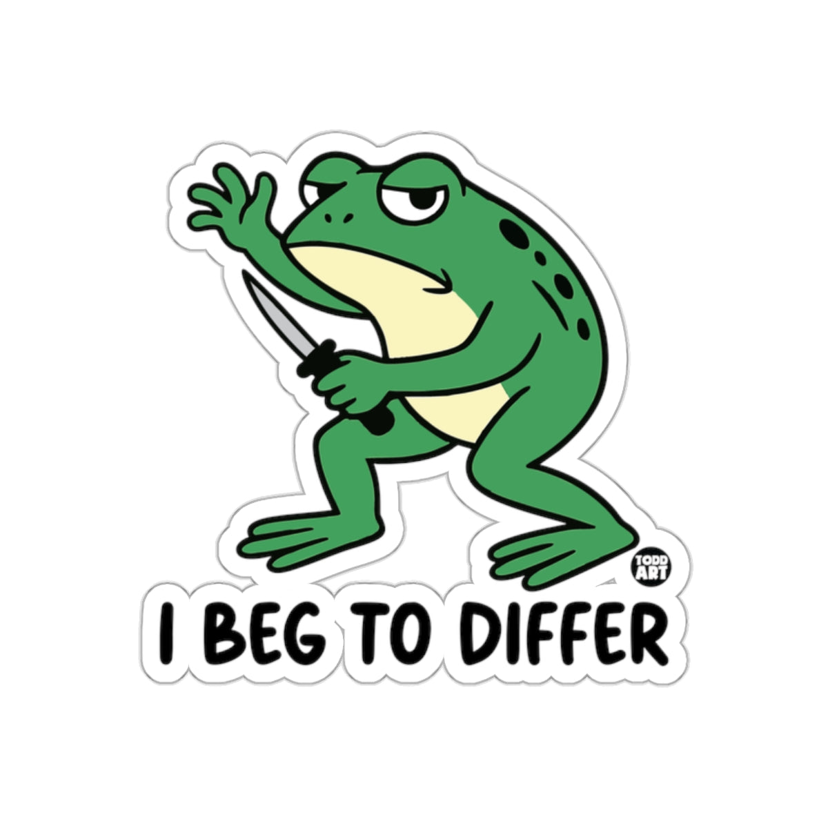 I Beg to Differ Funny Angry Cartoon Frog Sticker