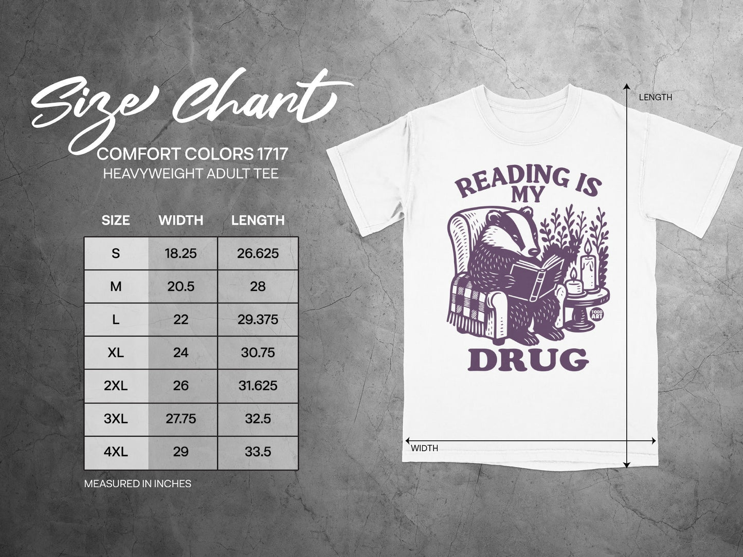 Reading Is My Drug Printed Design Heavyweight Adult Tee