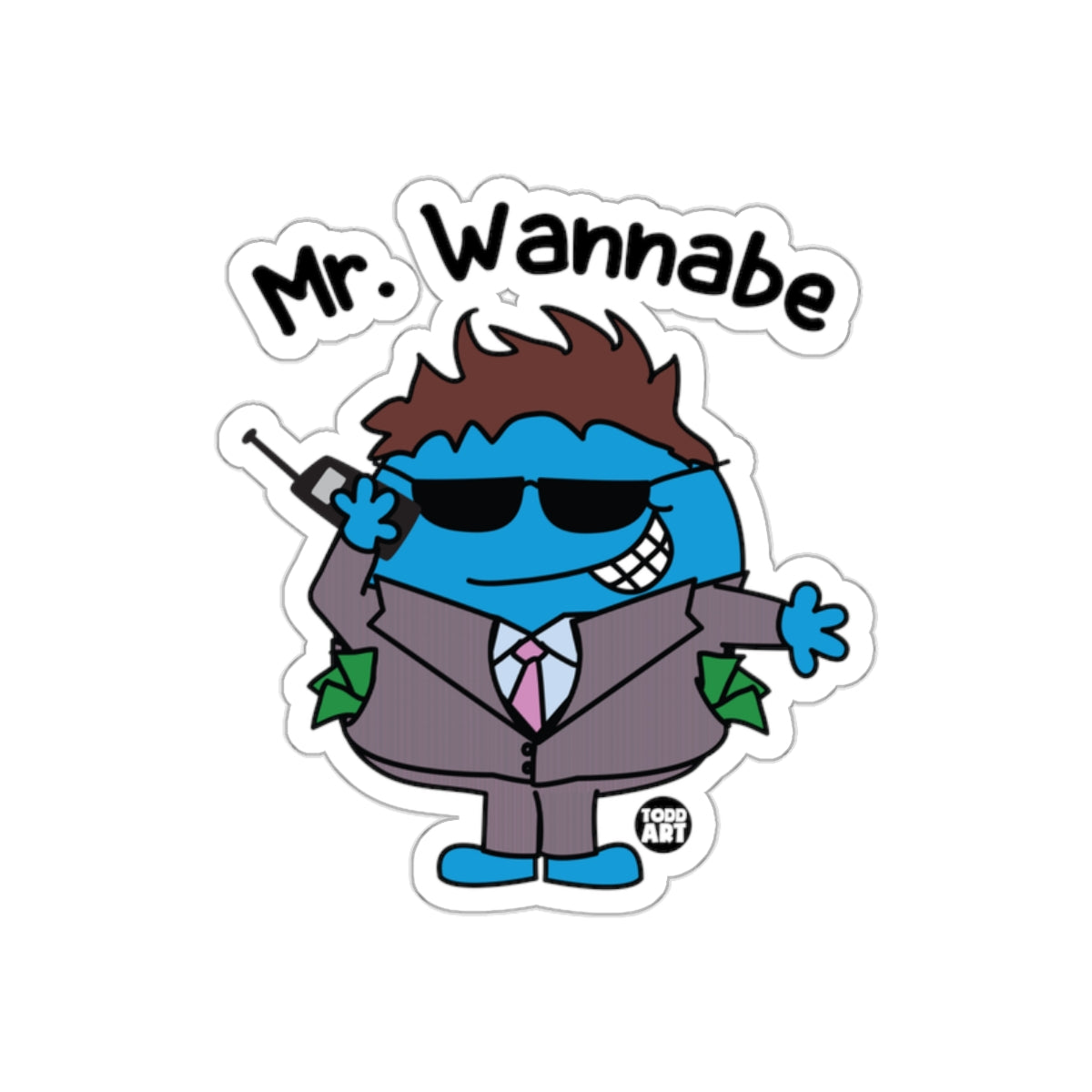 Mr. Wannabe Cartoon Character Sticker for Laptops