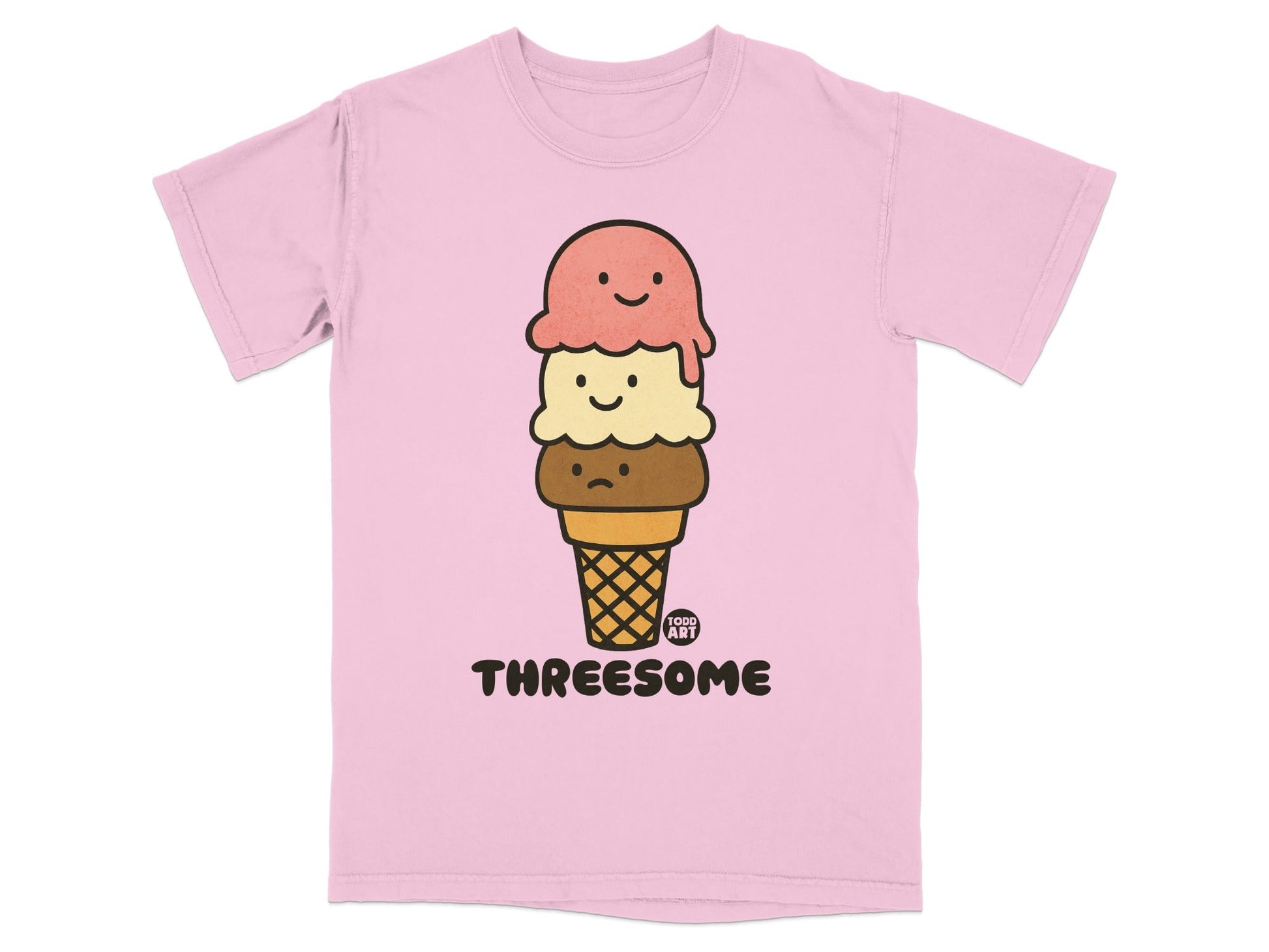 Cute Ice Cream Cone Threesome Graphic Tee Shirt