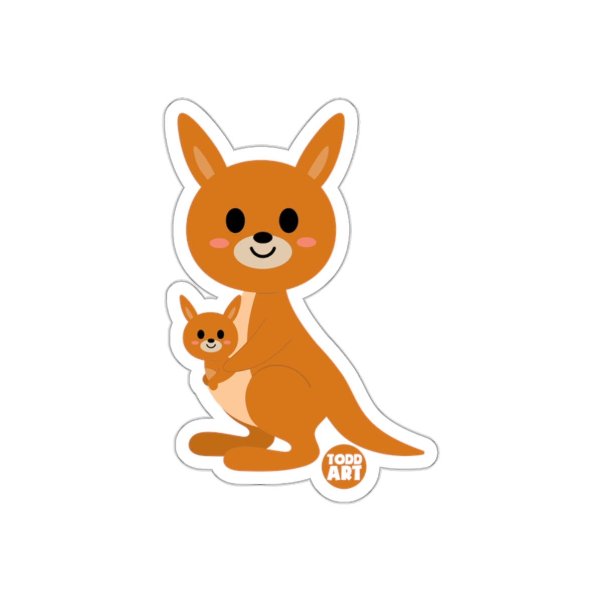 Cute Kangaroo with Joey Illustration Sticker