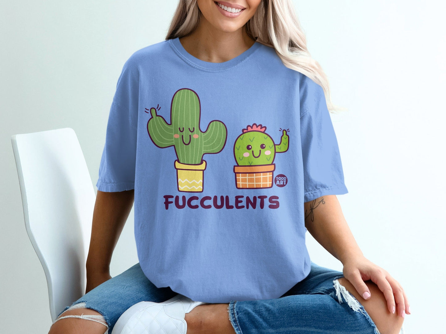 Humorous Cactus FUCCULENTS Graphic T Shirt Design