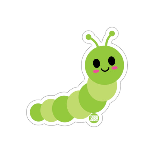 Adorable Green Cartoon Caterpillar Illustration Sticker