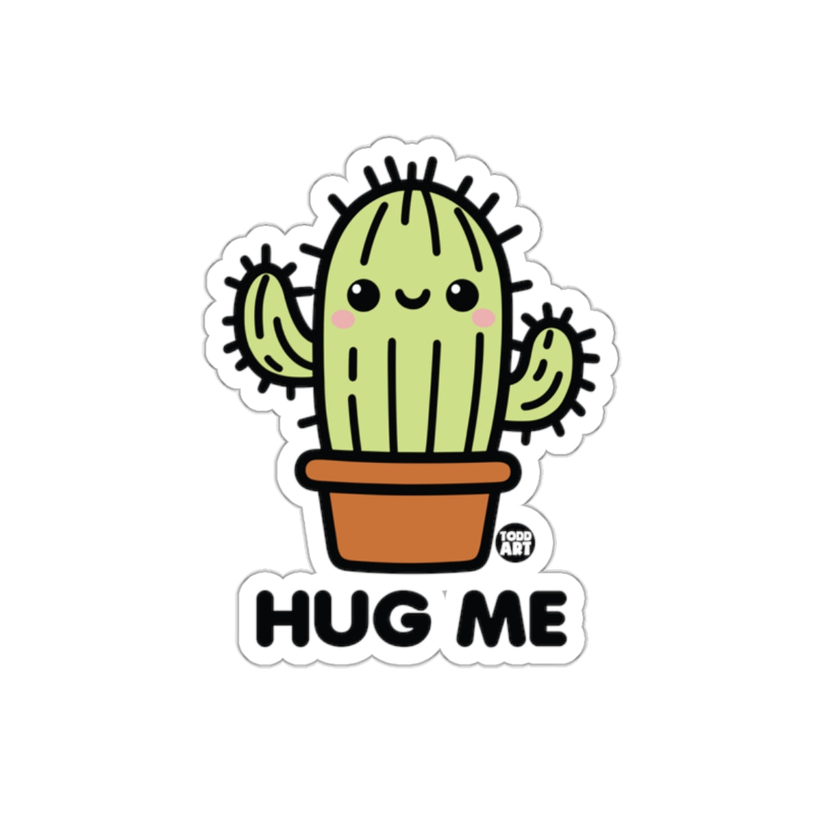 Cute Cactus with Hug Me Text Sticker Product