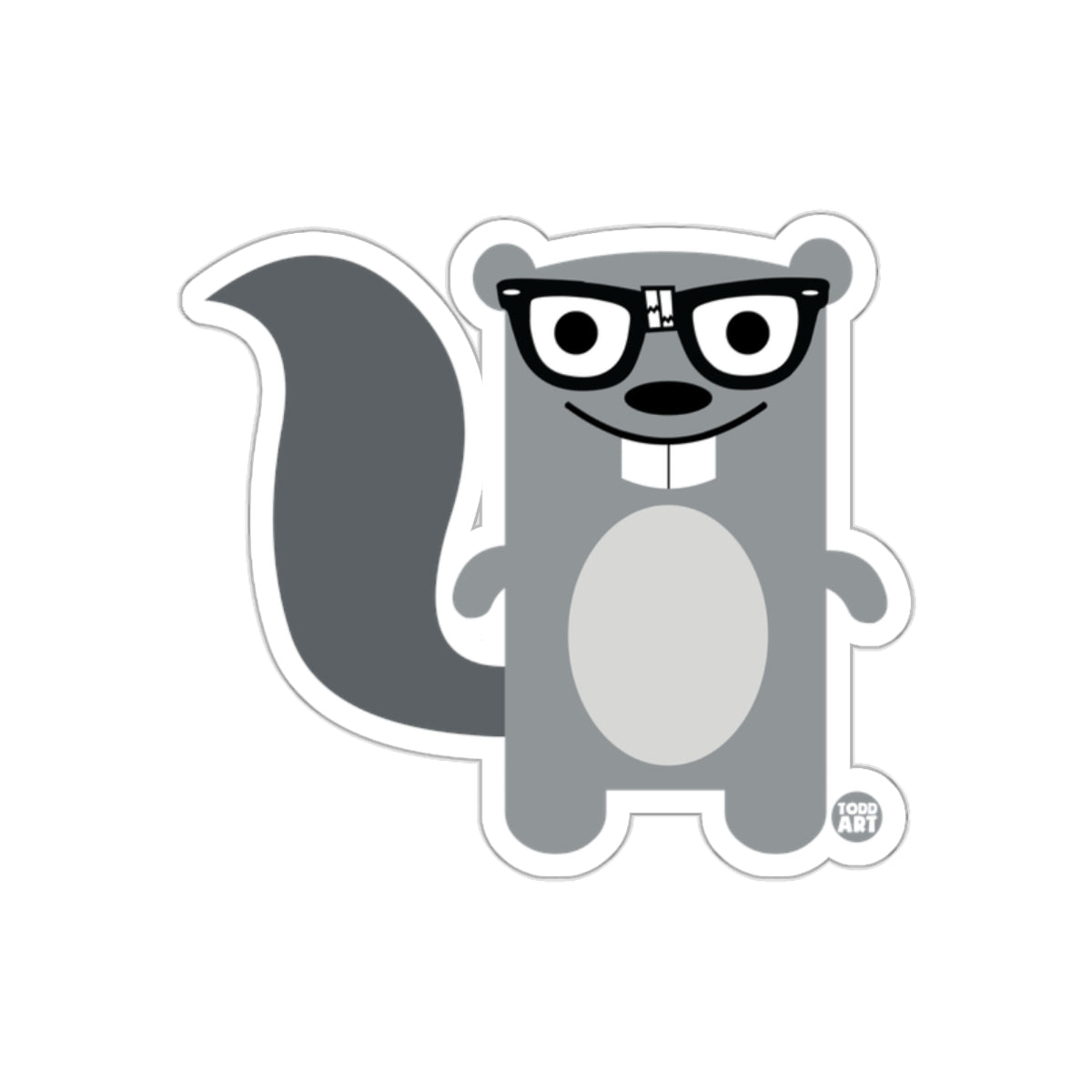 Funny Cartoon Squirrel with Glasses Sticker Product