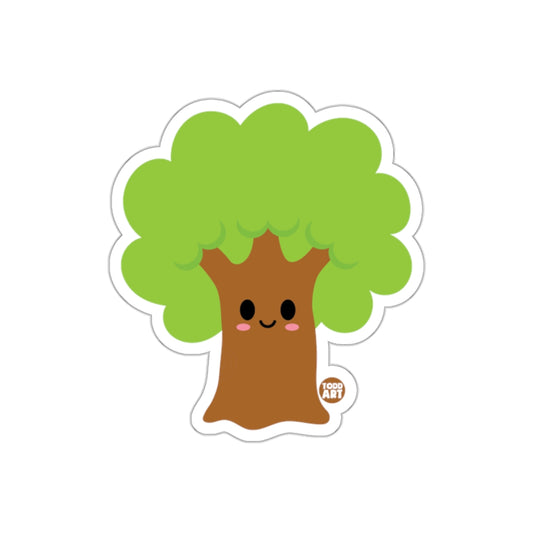 Cute Smiling Tree with Green Leaves Sticker product
