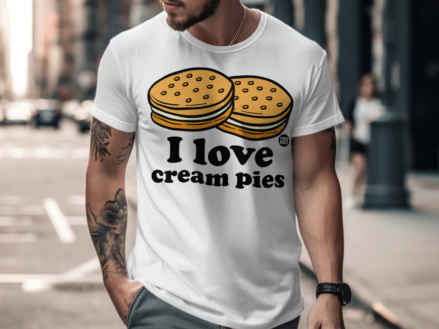 I Love Cream Pies Funny Graphic T-Shirt for Food Lovers