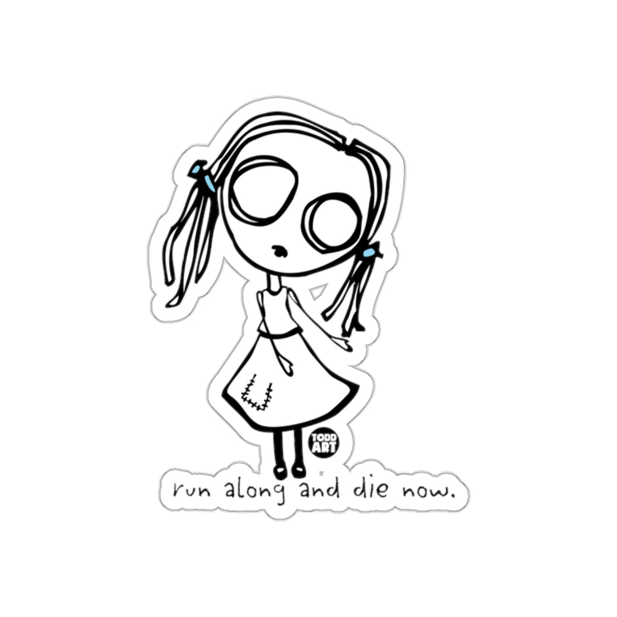 Goth Cartoon Girl run along and die now Design Stickers