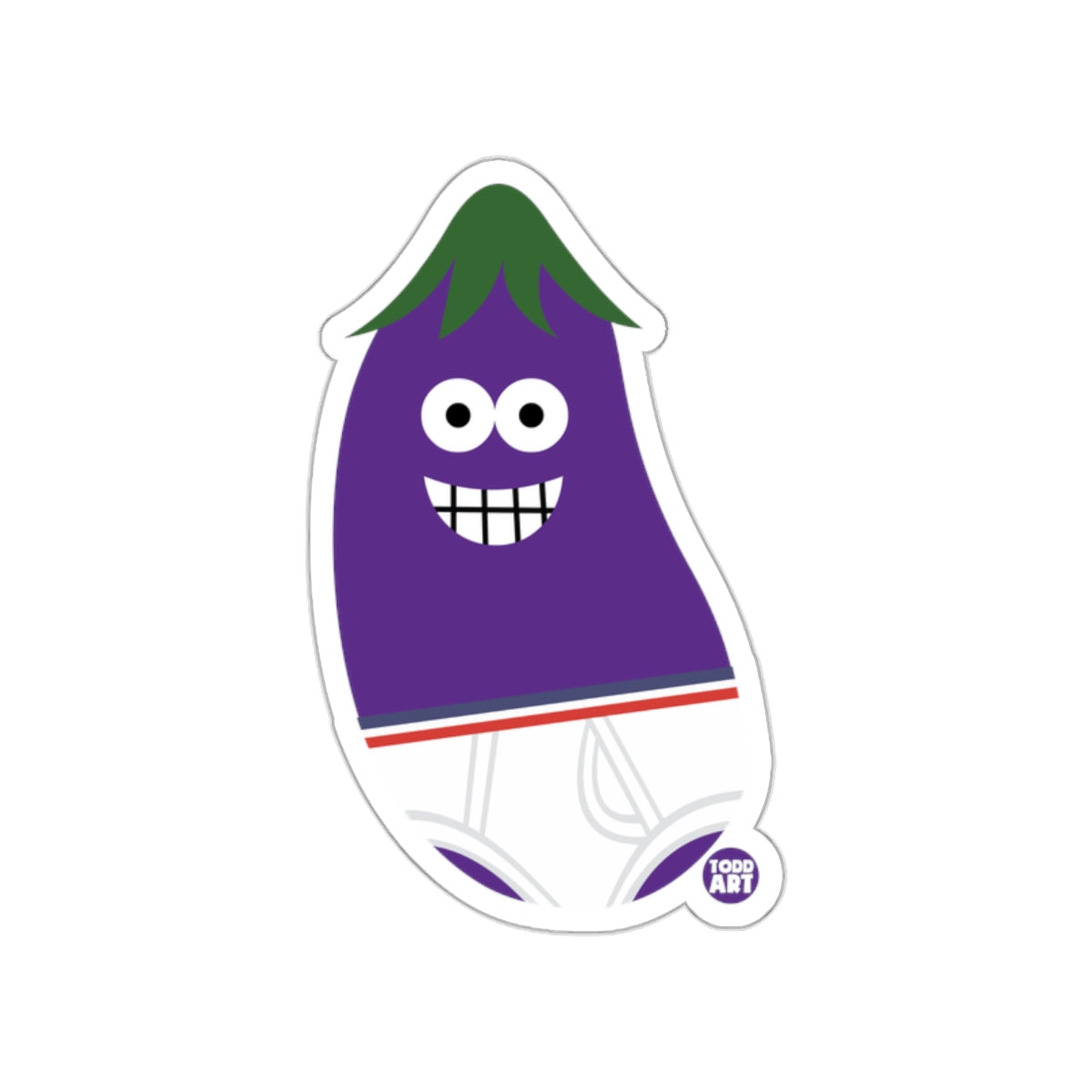 Smiling Purple Vegetable Cartoon Sticker Todd Art