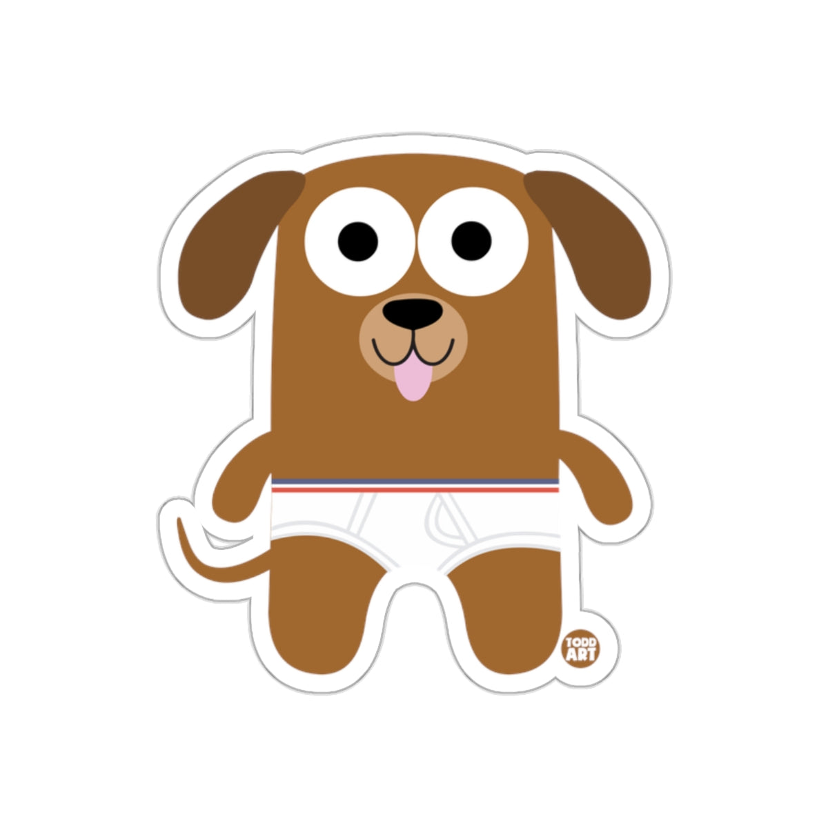 Adorable Cartoon Brown Dog in White Shorts Sticker