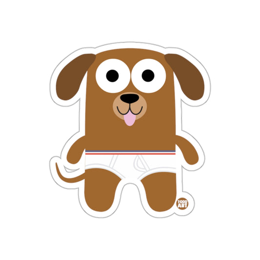 Adorable Cartoon Brown Dog in White Shorts Sticker