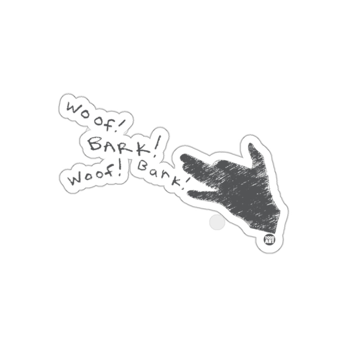 Woof Bark Dog Shadow Puppets Fun Sticker Product