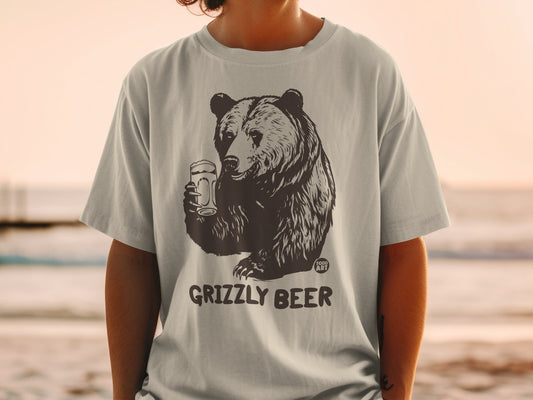 Grizzly Beer Bear Holding a Mug Graphic T-shirt