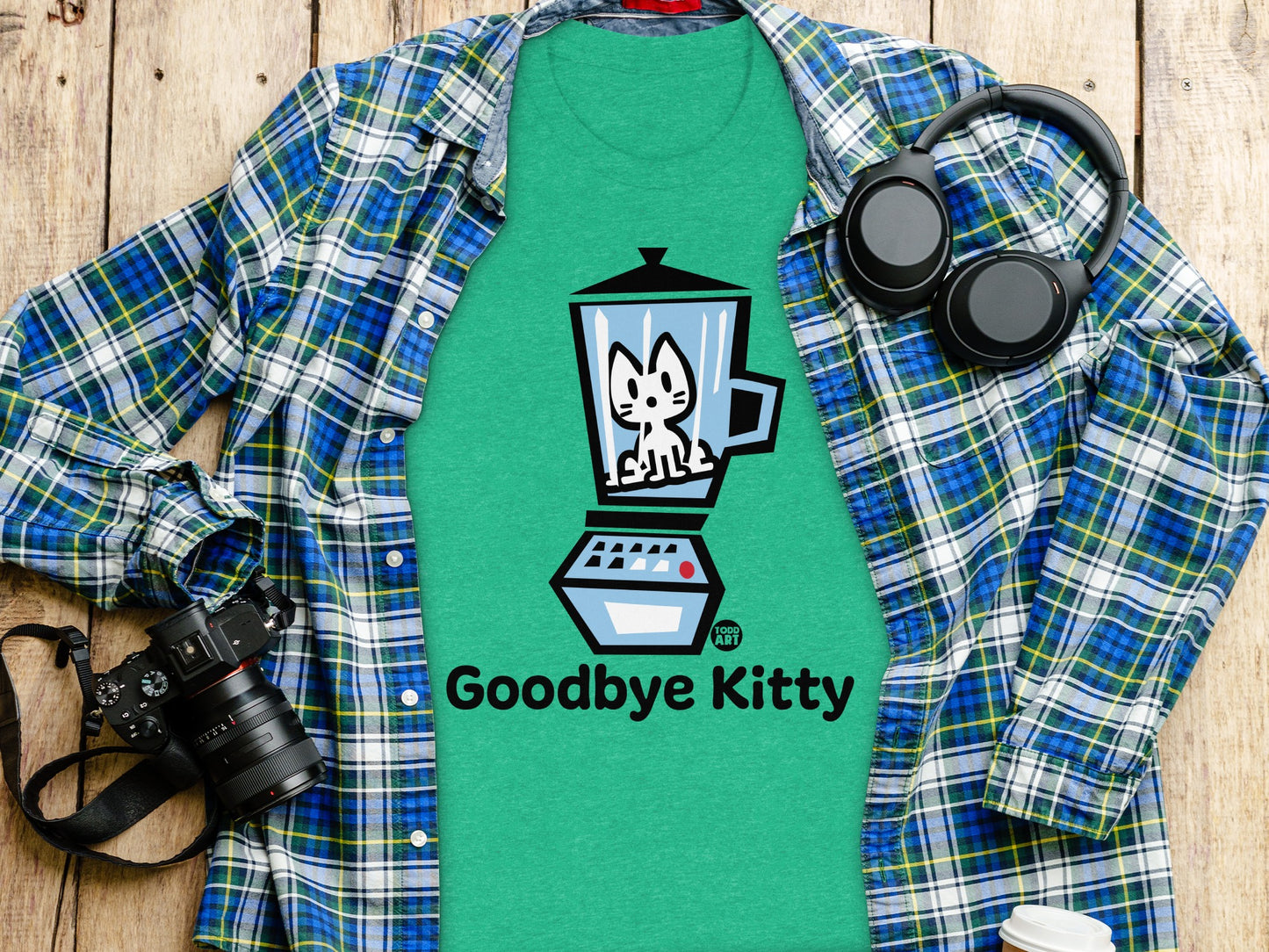 Goodbye Kitty Graphic T-Shirt with Funny Cat Print