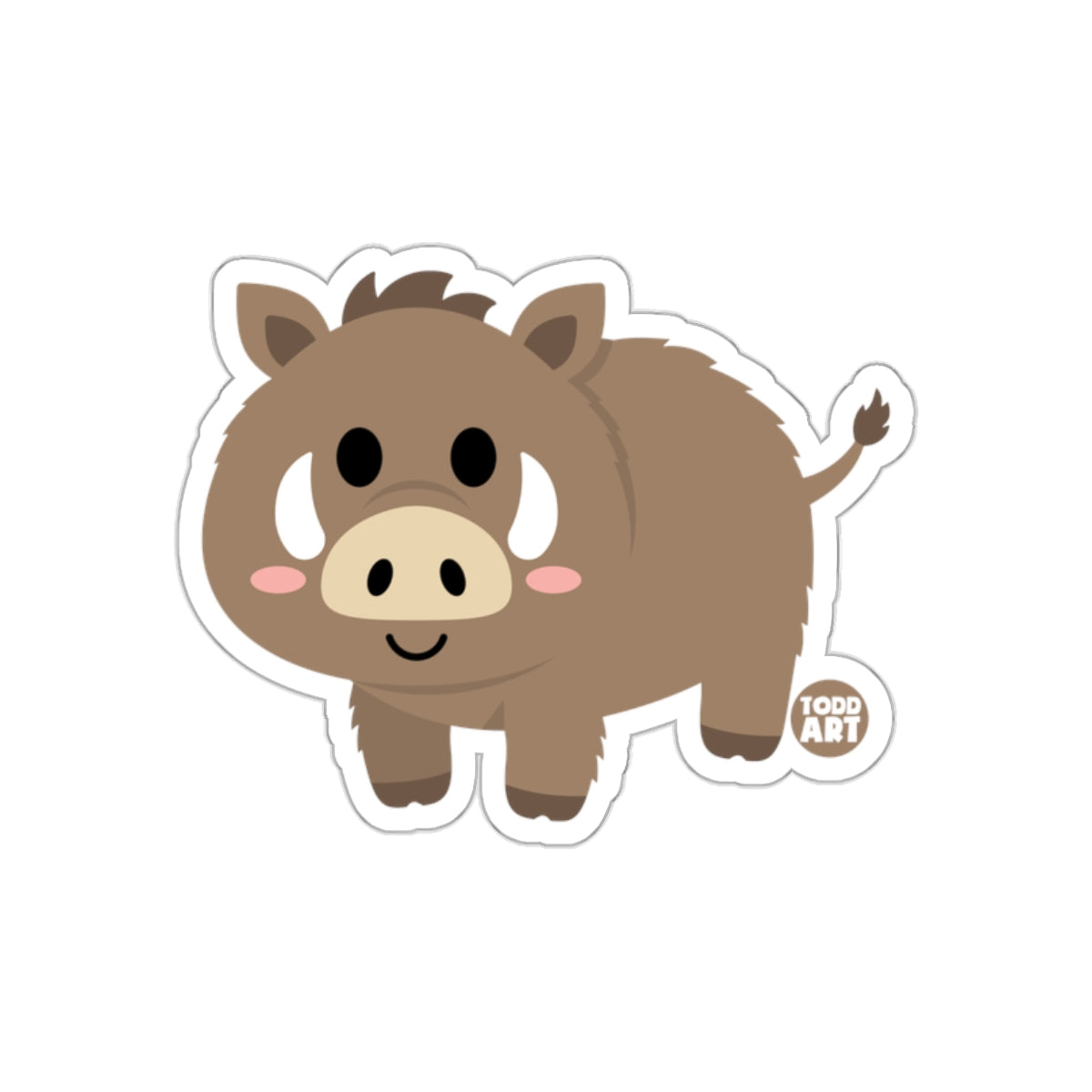Cute Cartoon Warthog with Adorable Face Sticker