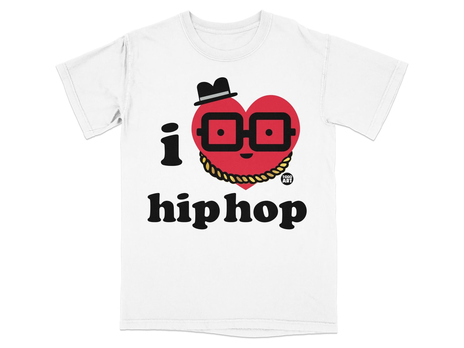 I Love Hip Hop Graphic T-Shirt with Cool Heart Design