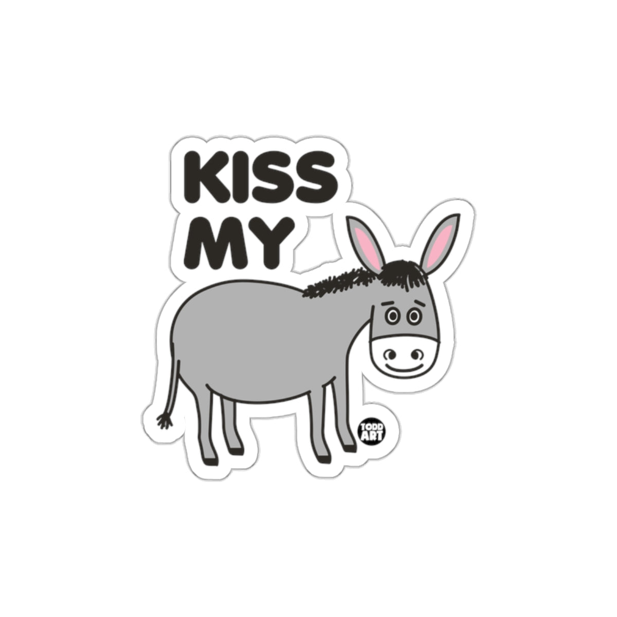 Kiss My Donkey Funny Animal Illustration Sticker