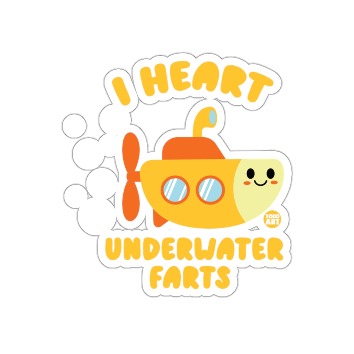 I Heart Underwater Farts Submarine Sticker
