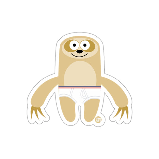 Smiling Sloth in Underwear Cartoon Character Sticker