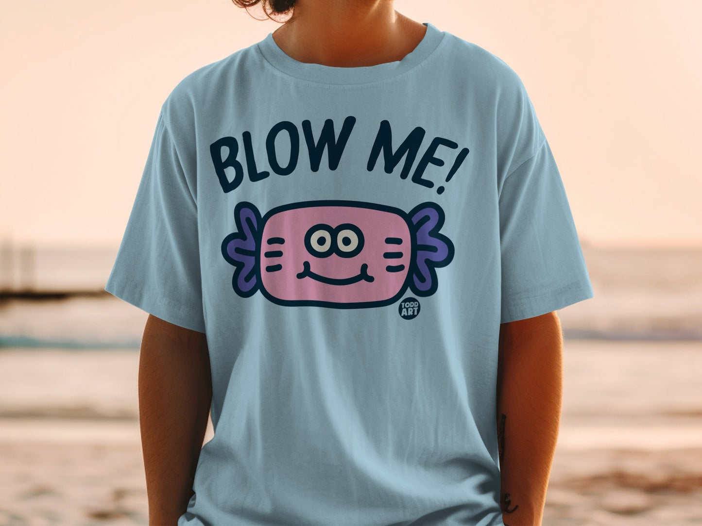 Blow Me Cartoon Fish Graphic Tee for Casual Wear