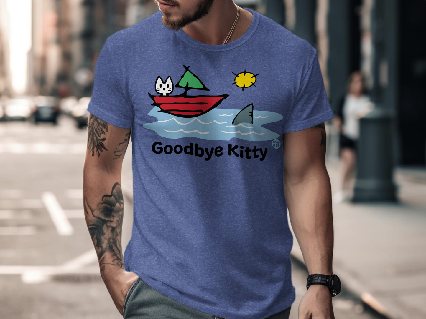 Goodbye Kitty T-shirt with Cartoon Print Design