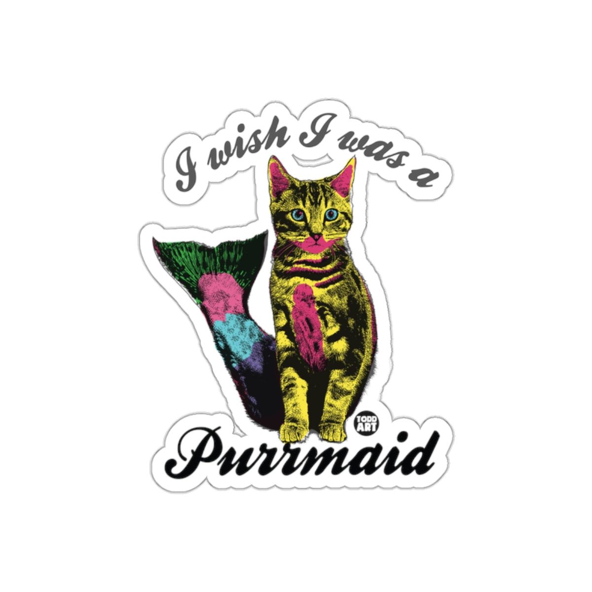 I Wish I Was a Purrmaid Cat Mermaid Sticker