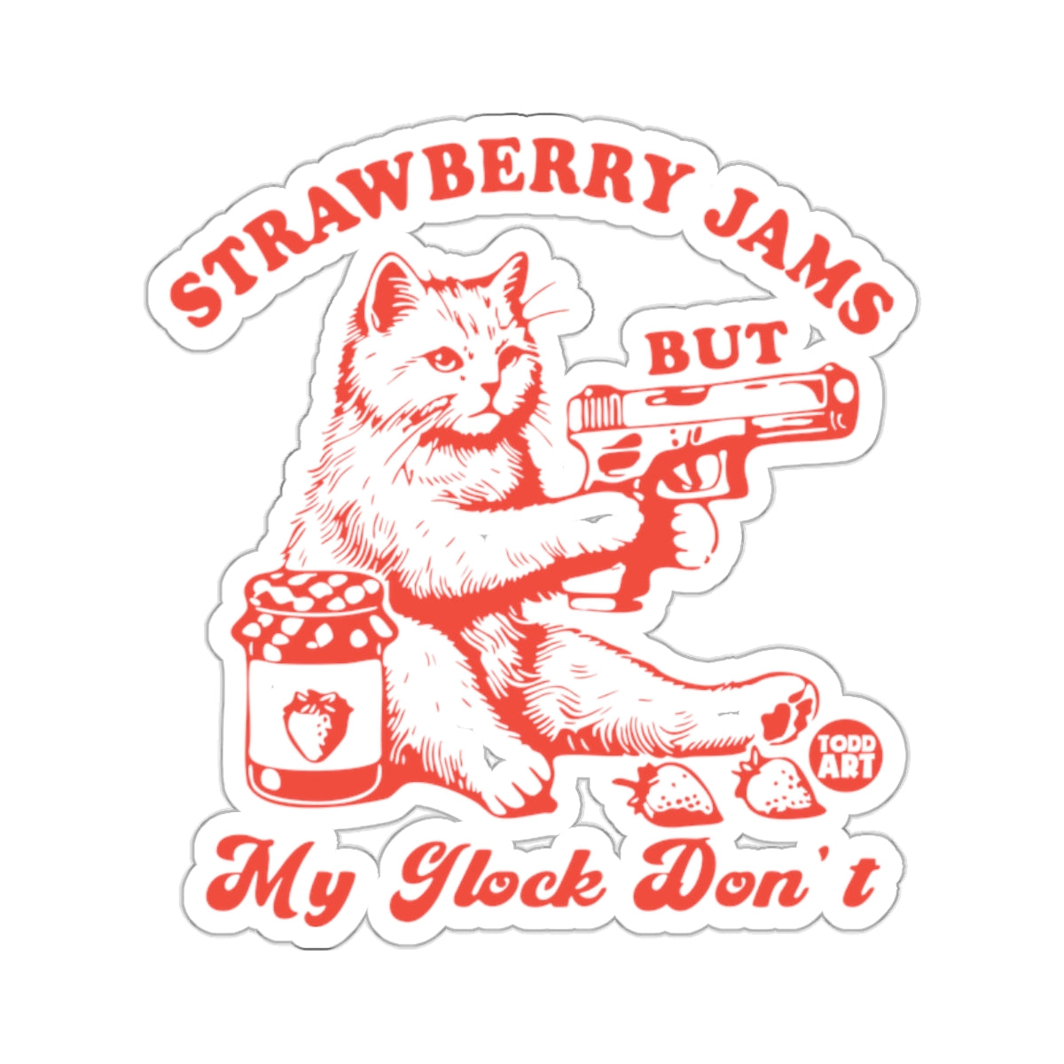 Strawberry Jams But My Glock Don't Cat Holding Gun product type