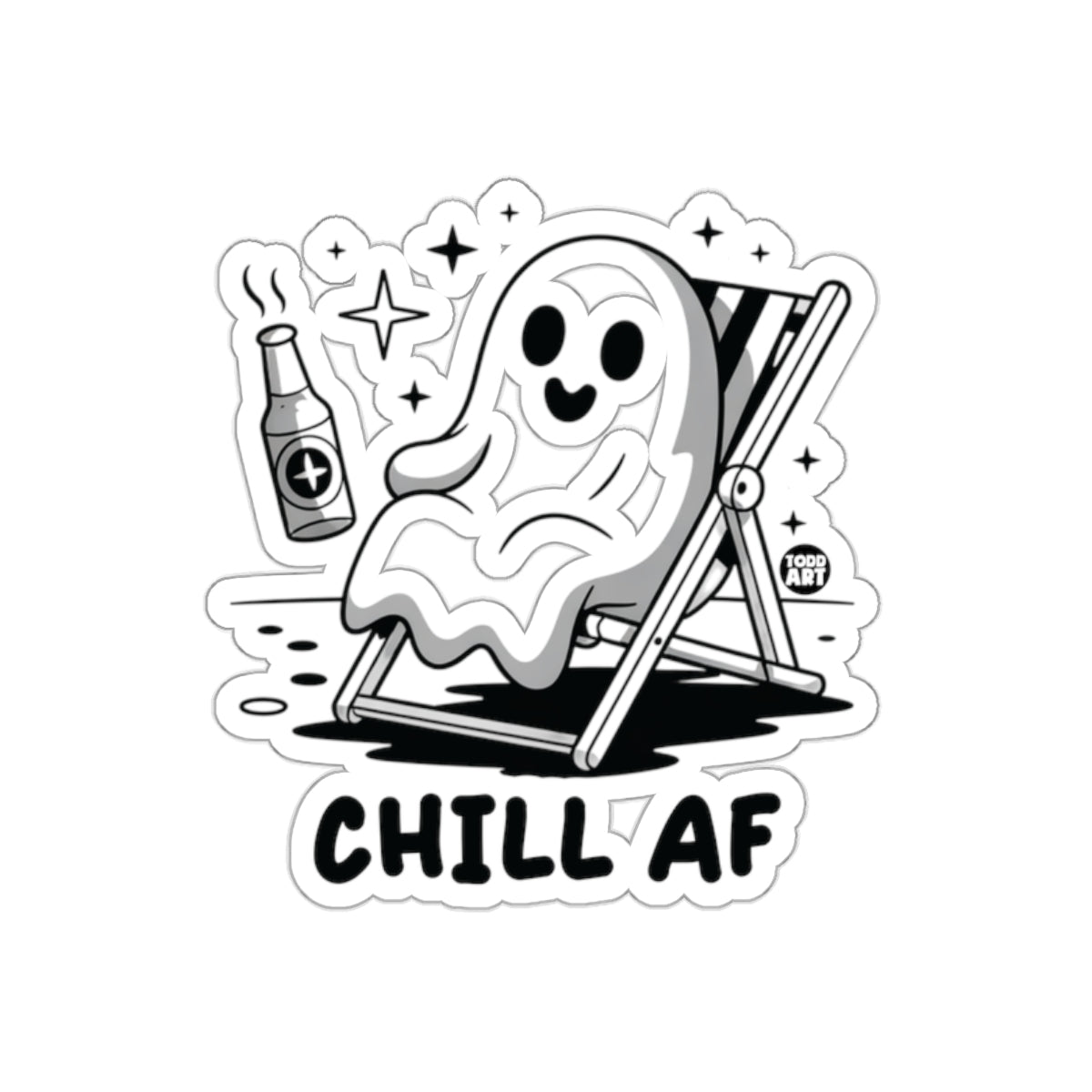 Ghost Relaxing With CHILL AF Ghost Sticker
