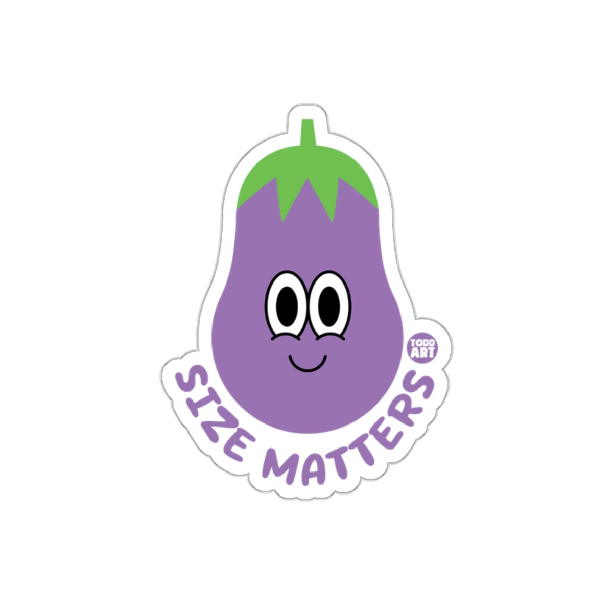 Size Matters Cute Eggplant Art Sticker