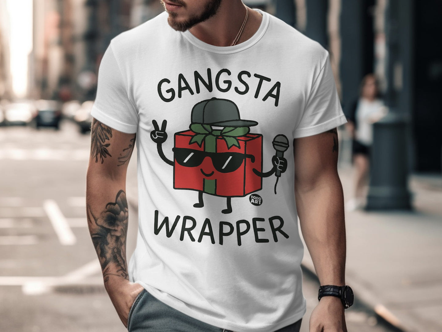 Gangsta Wrapper T-Shirt with Hip Hop Gift Design