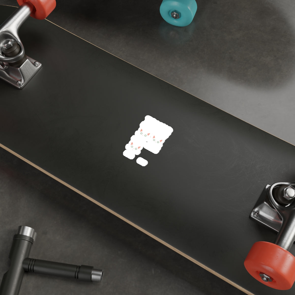 Cute Cat Design Black Skateboard Deck