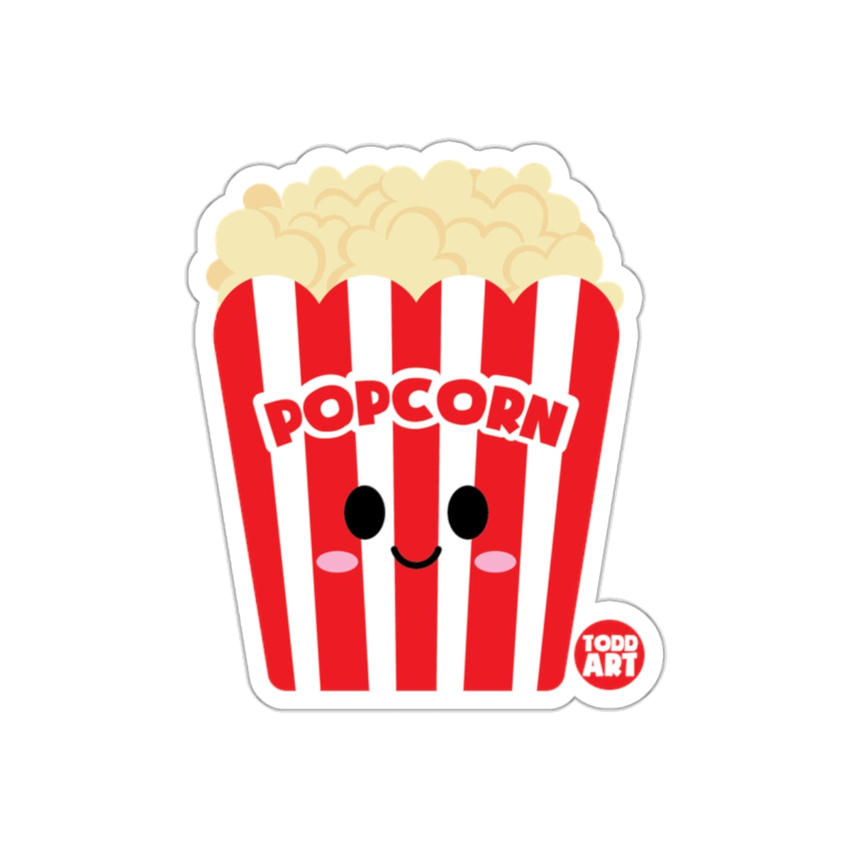 Cute Smiling Popcorn Box Cartoon Graphic Sticker