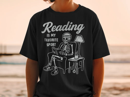 Reading Is My Favorite Sport Skeleton T-Shirt