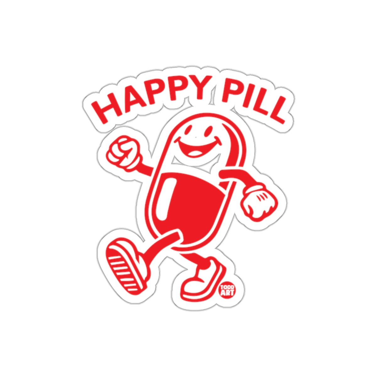 Happy Pill Walking Cartoon Sticker by Todd Art