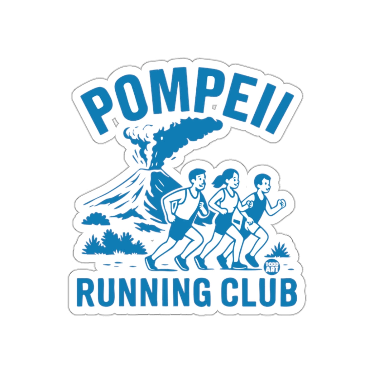 Pompeii Running Club Group Image Blue Illustration Stickers