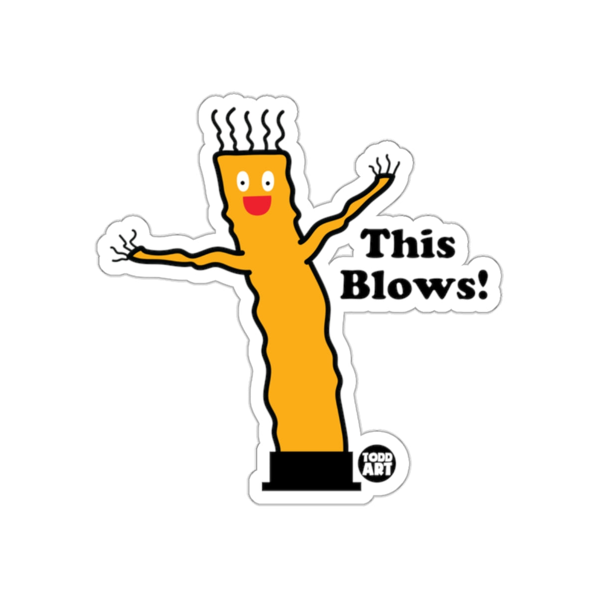 Funny Waving Tube Man This Blows! Sticker Design