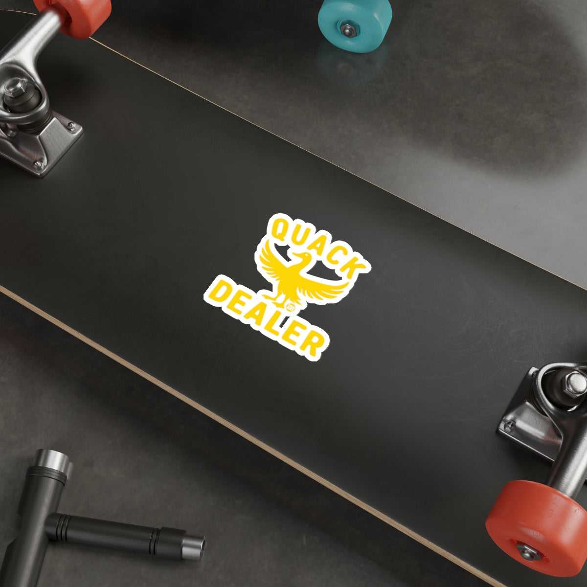 Quack Dealer Skateboard Deck with Yellow Duck Design
