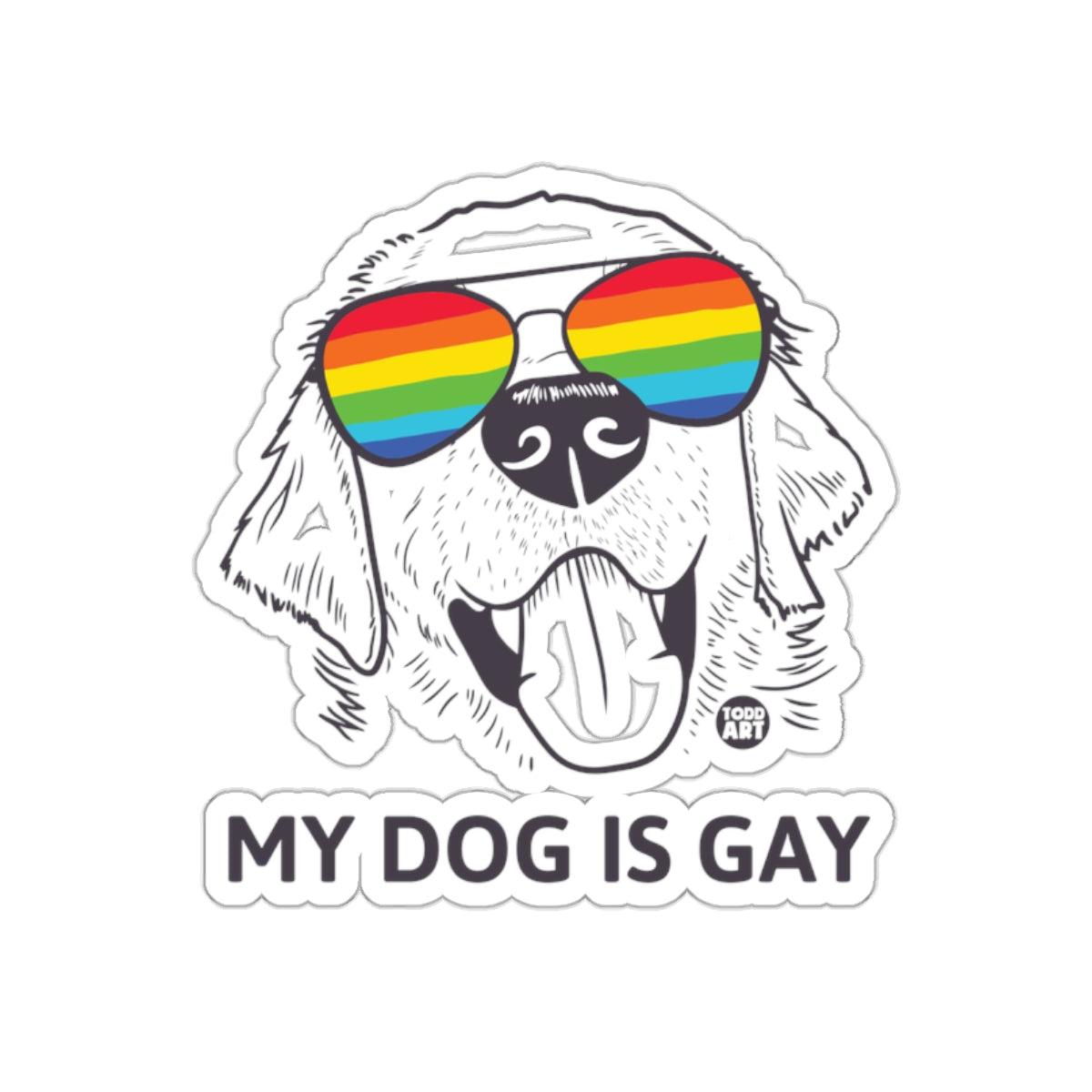 My Dog Is Gay Rainbow Sunglasses Dog Sticker