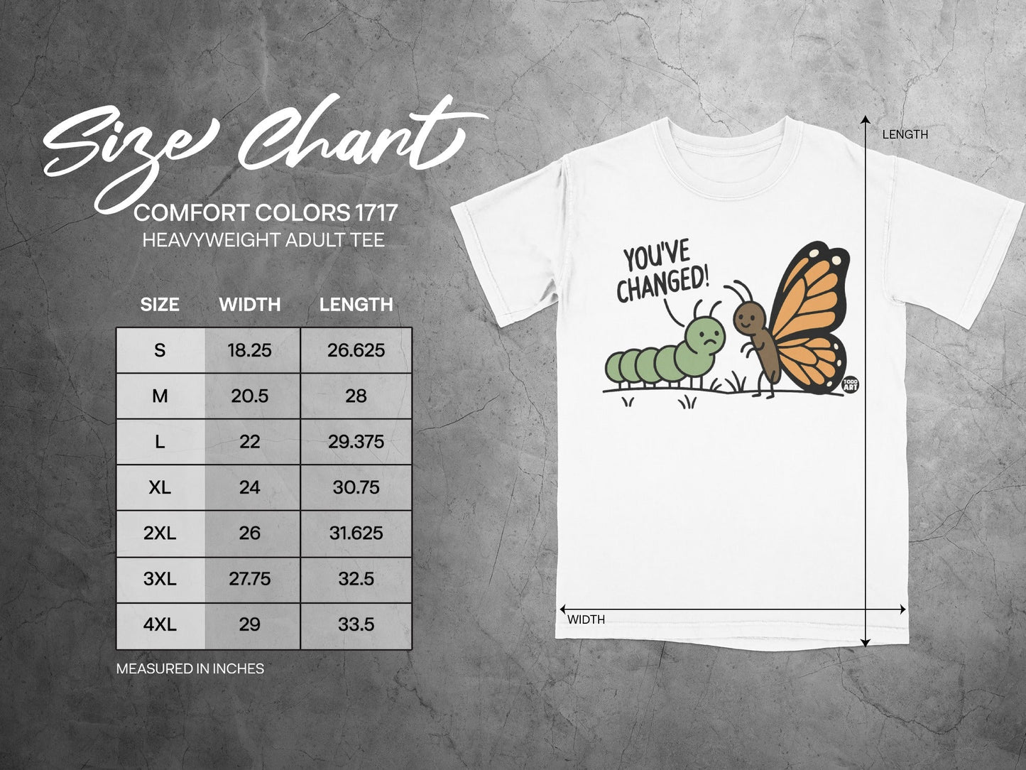 You've Changed Butterfly and Caterpillar Adult Tee