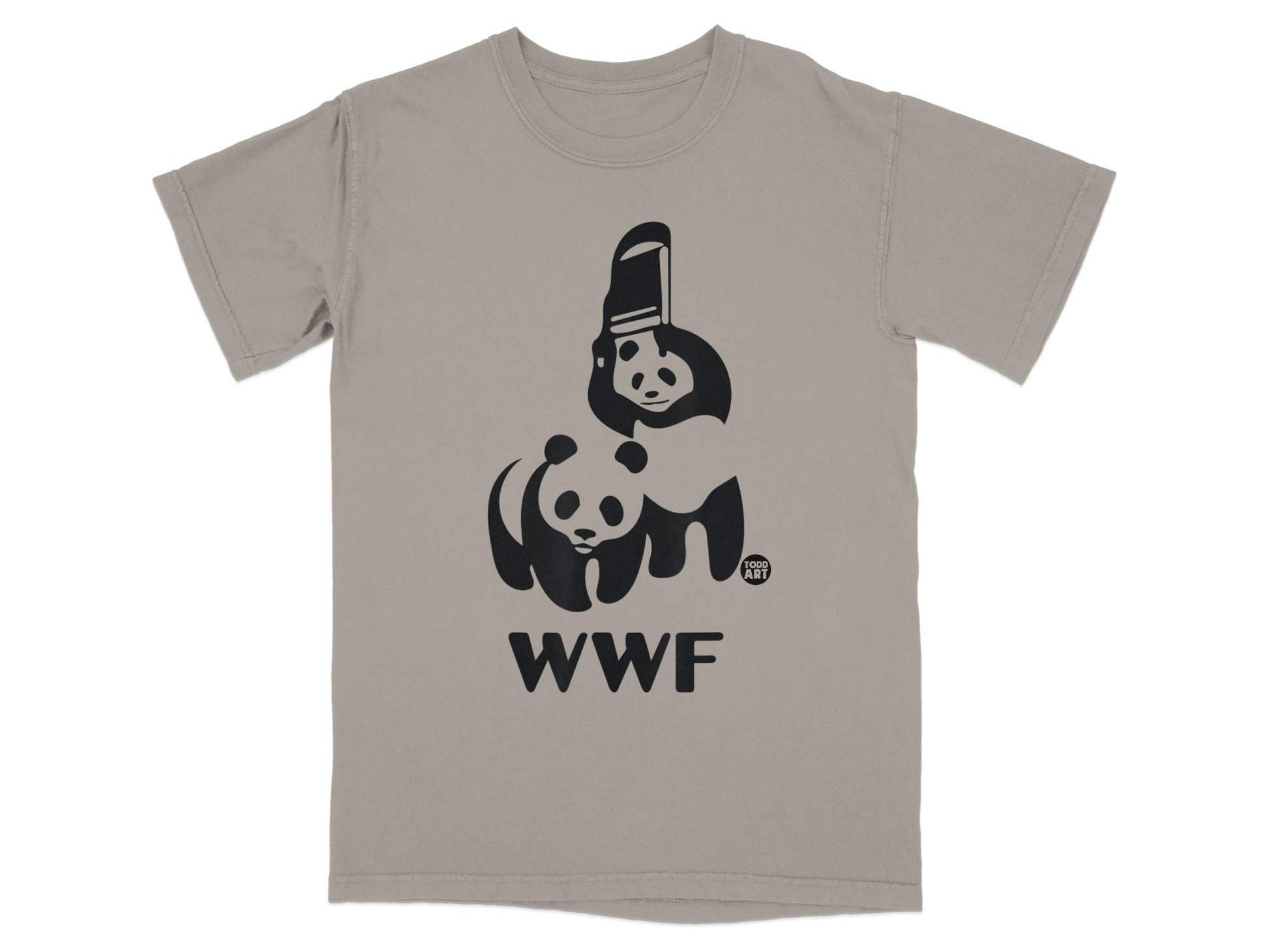 WWF t-shirt with panda graphic and "SOGO ART" logo.