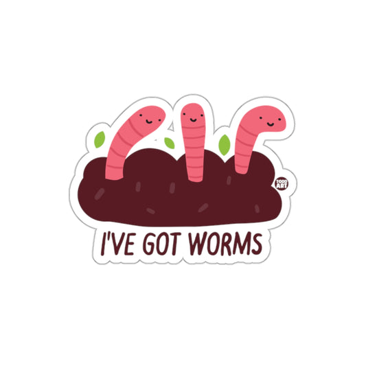 Cute Smiling Worms in Dirt Sticker I've Got Worms