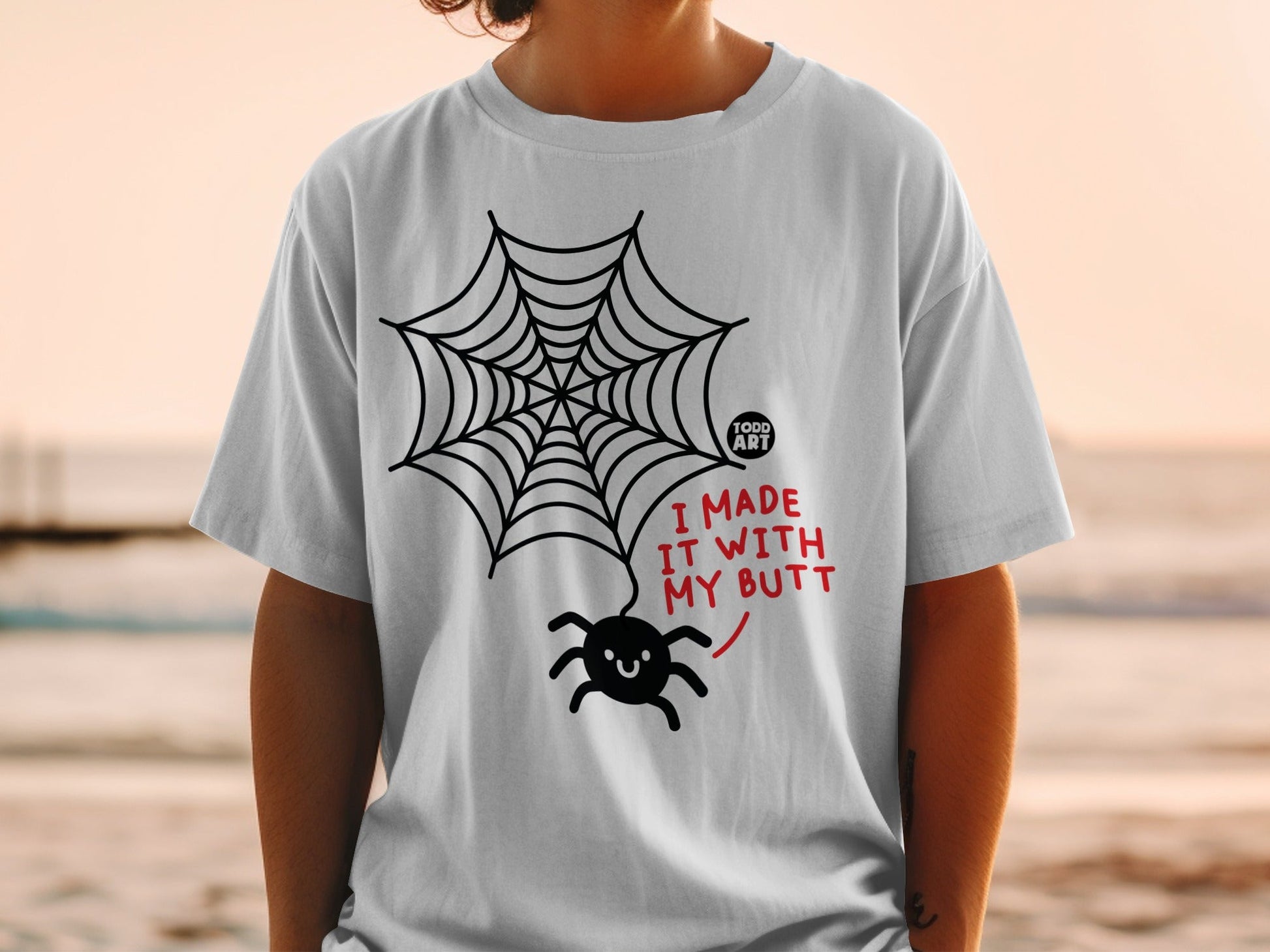 I Made It With My Butt Funny Spider Web T-shirt