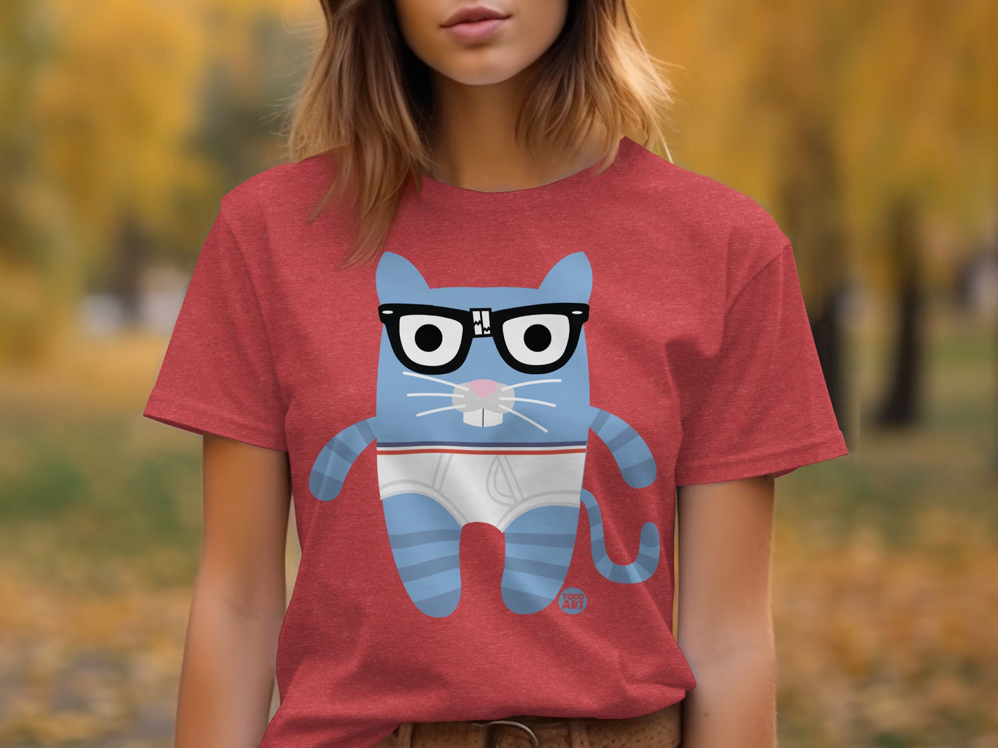 Cute Nerdy Cat with Glasses Graphic Tee