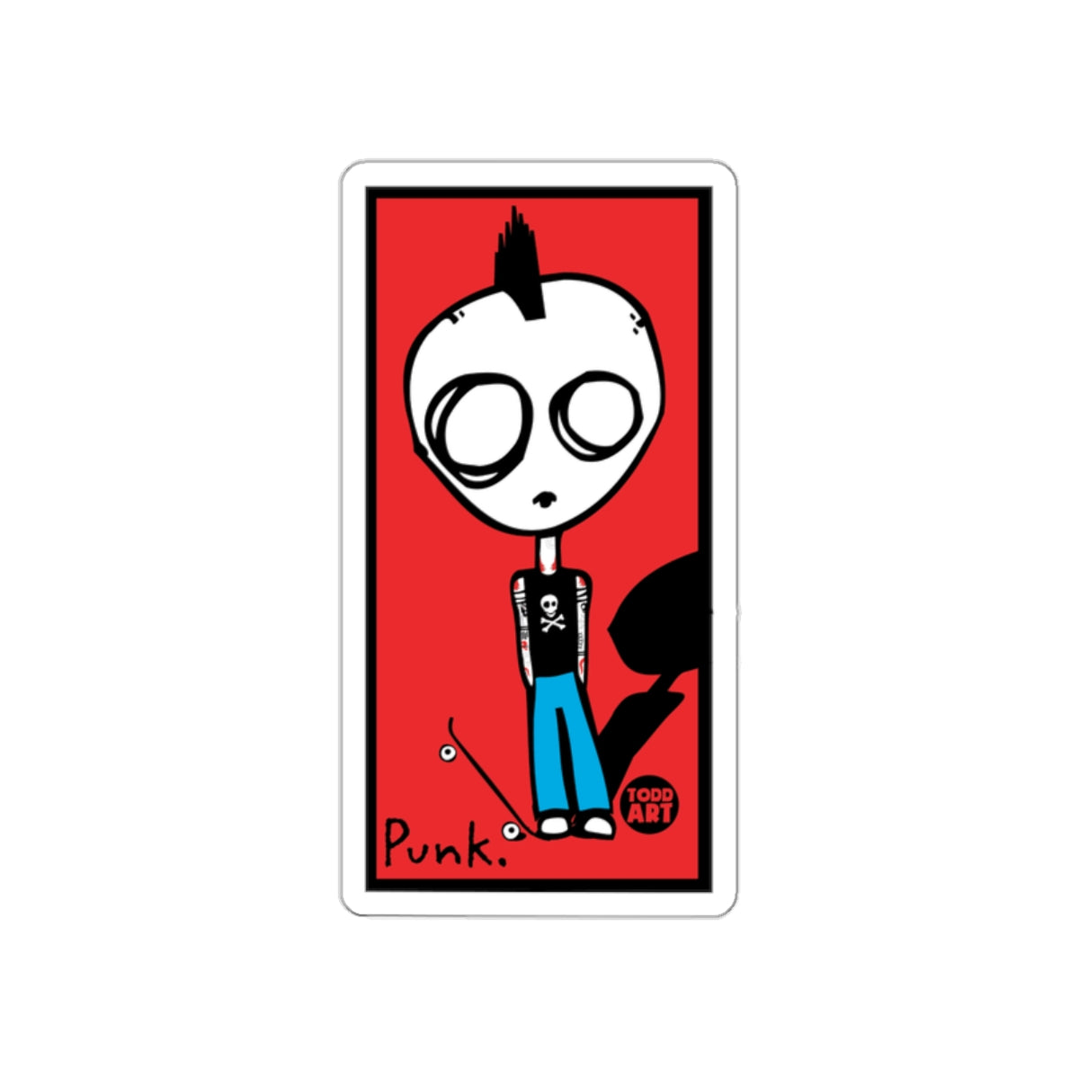 Punk Character with Skateboard Illustration Sticker