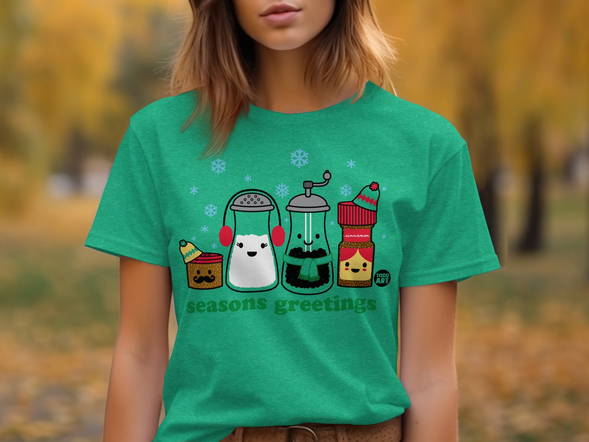 Seasons Greetings Festive Drink Characters Shirt
