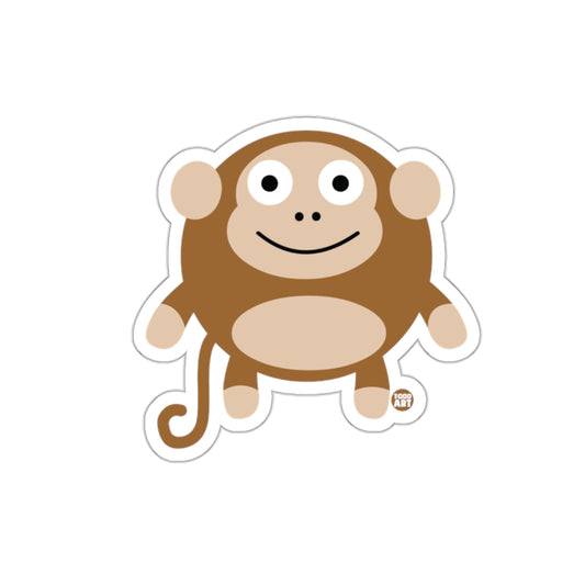 Cute Smiling Monkey Design Sticker in Brown and Beige