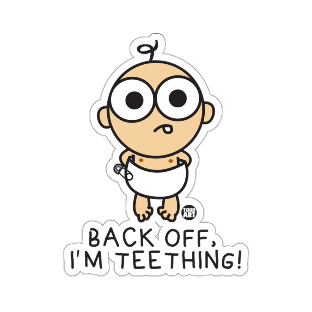 Back Off I'm Teething Baby Sticker Product