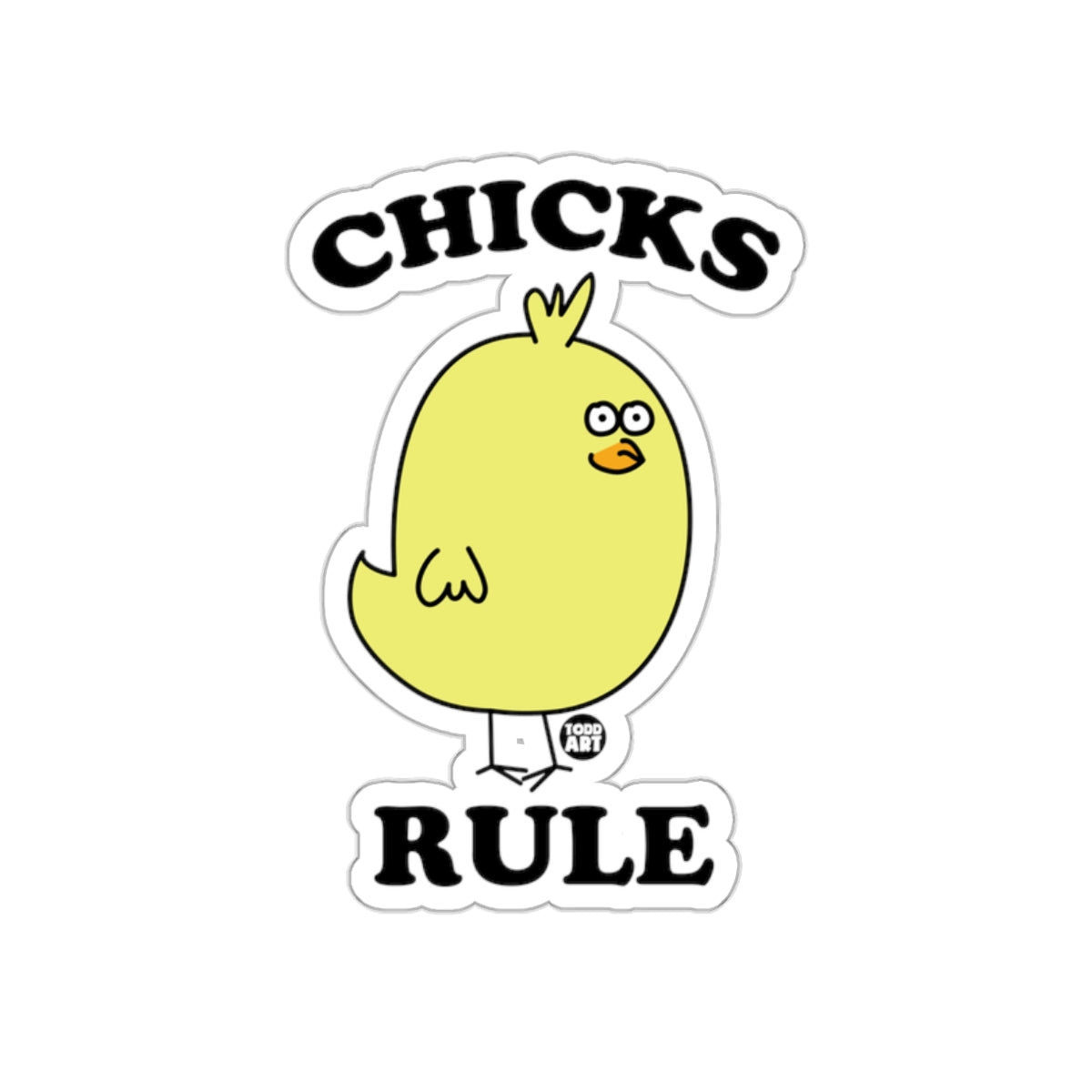 Chicks Rule yellow chick illustration sticker product