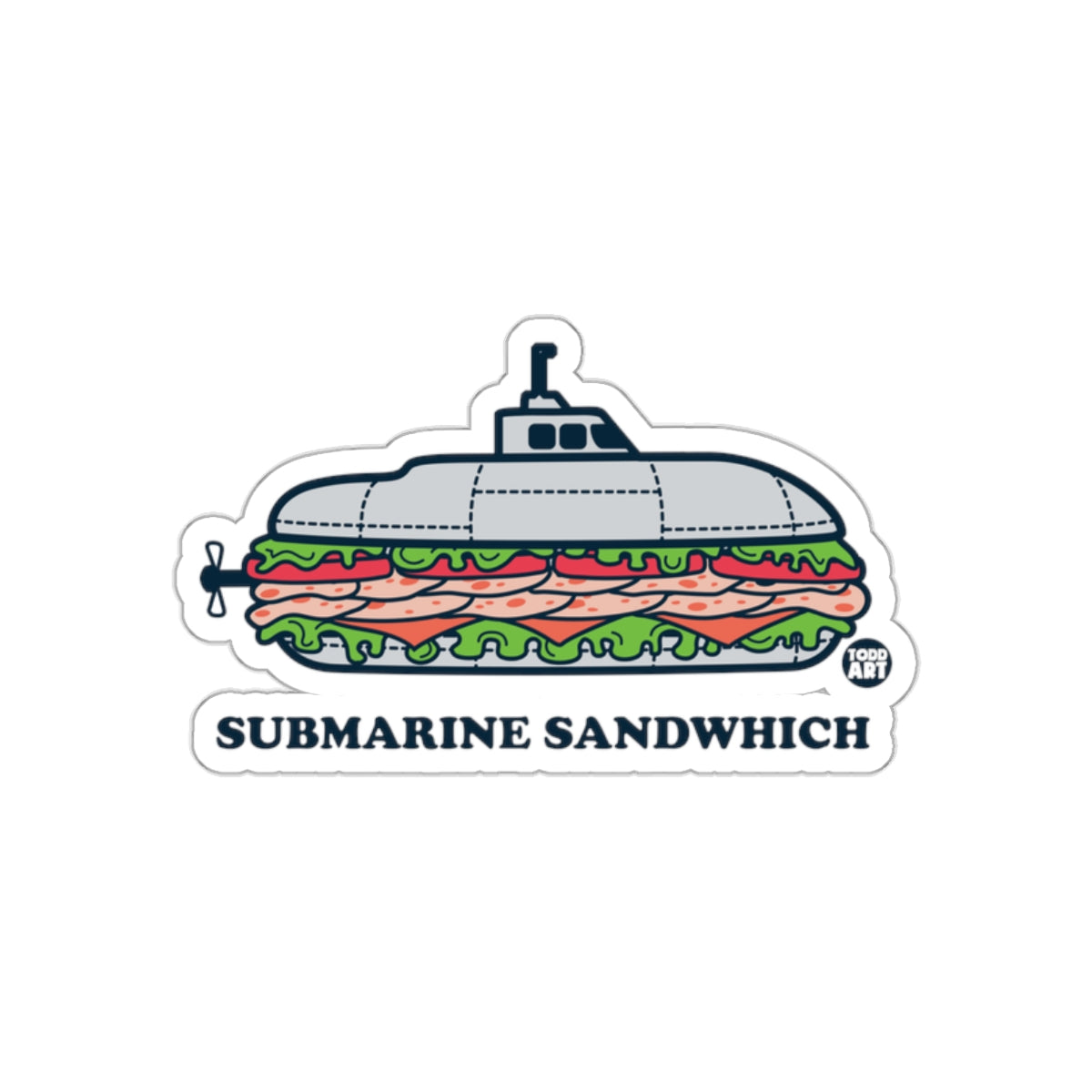 Submarine Sandwich Illustration Sticker Decal Design