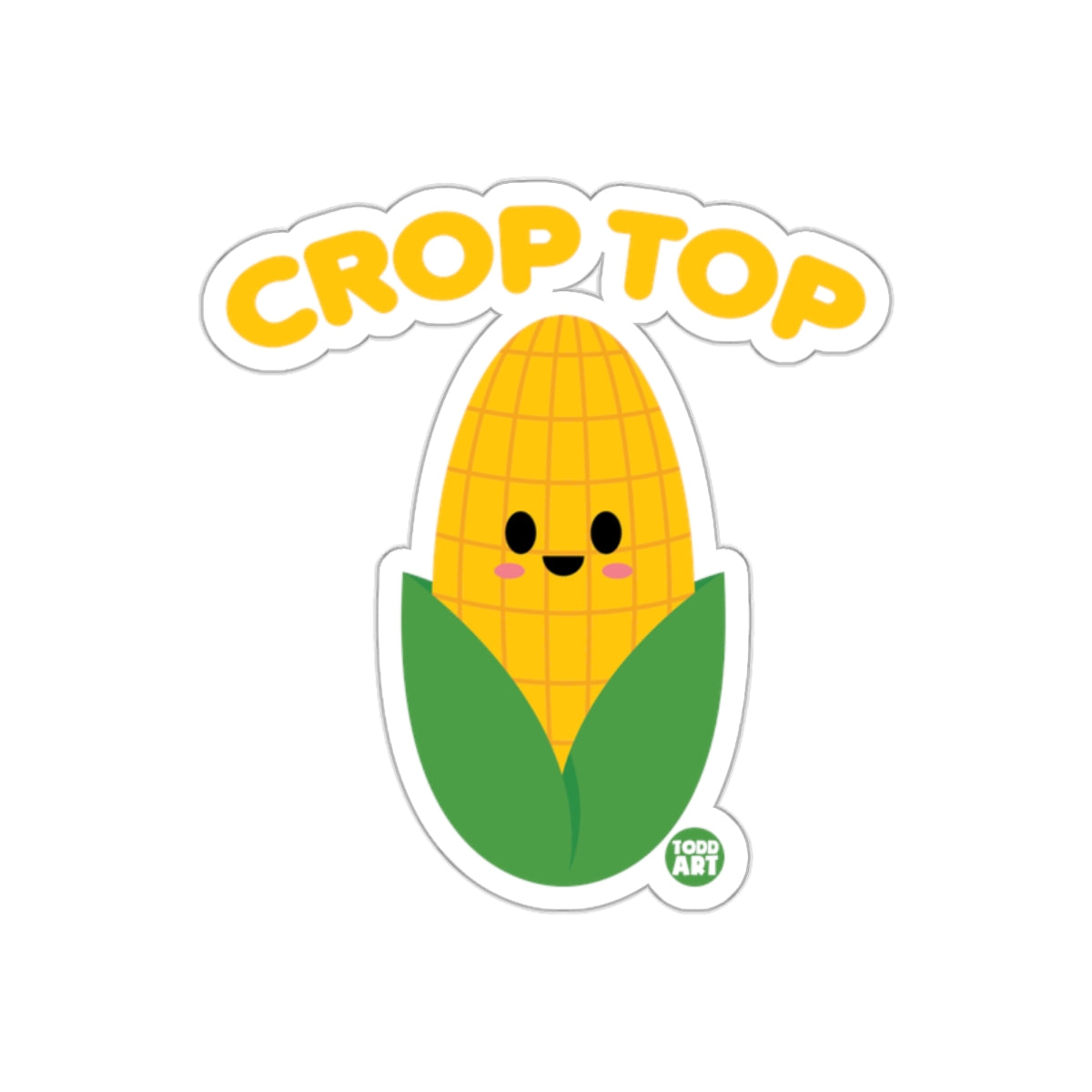 Cute Corn Crop Top Sticker With Smiling Corn Graphic